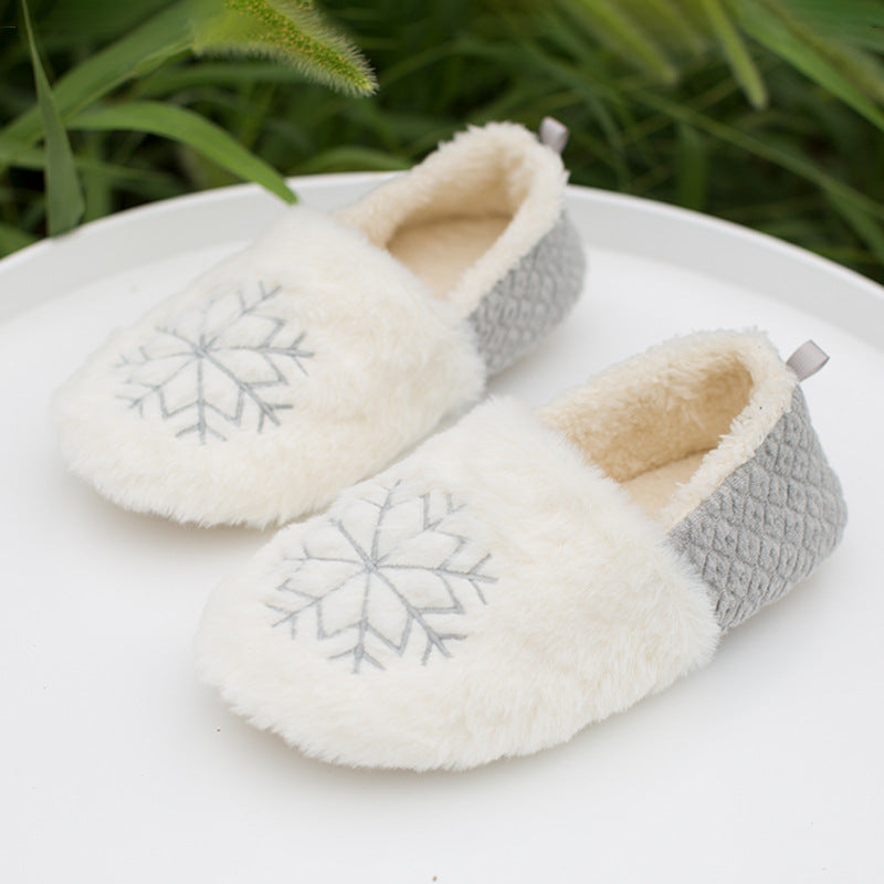 Cotton Velvet Warm  Heel Wrap Slippers