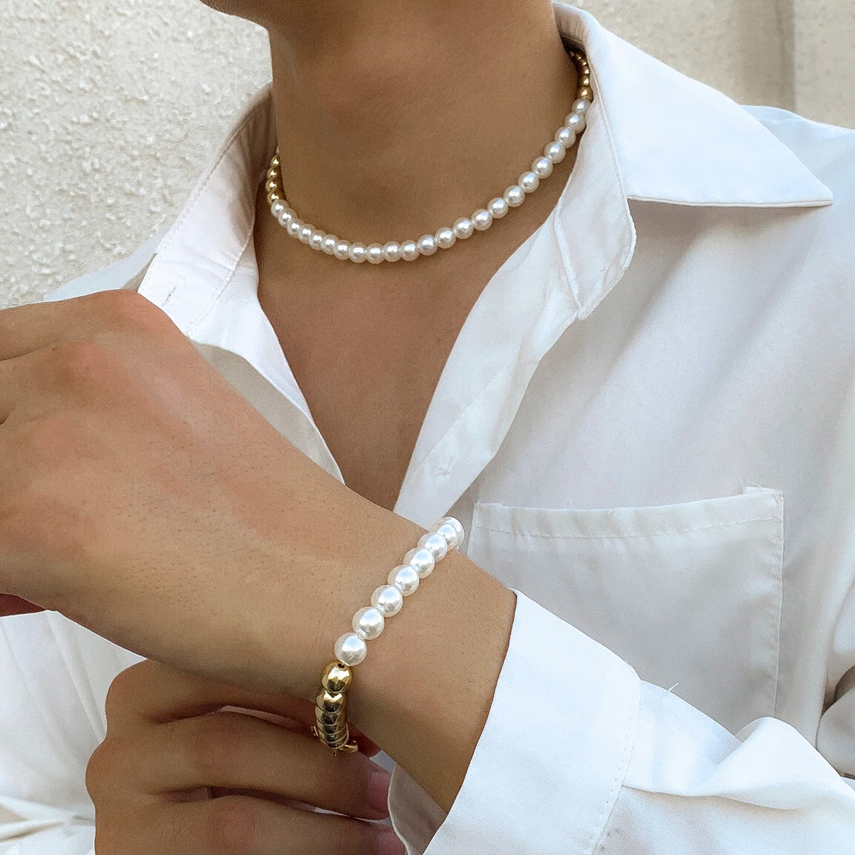 Pearl Harmony Necklace and Bracelet Set