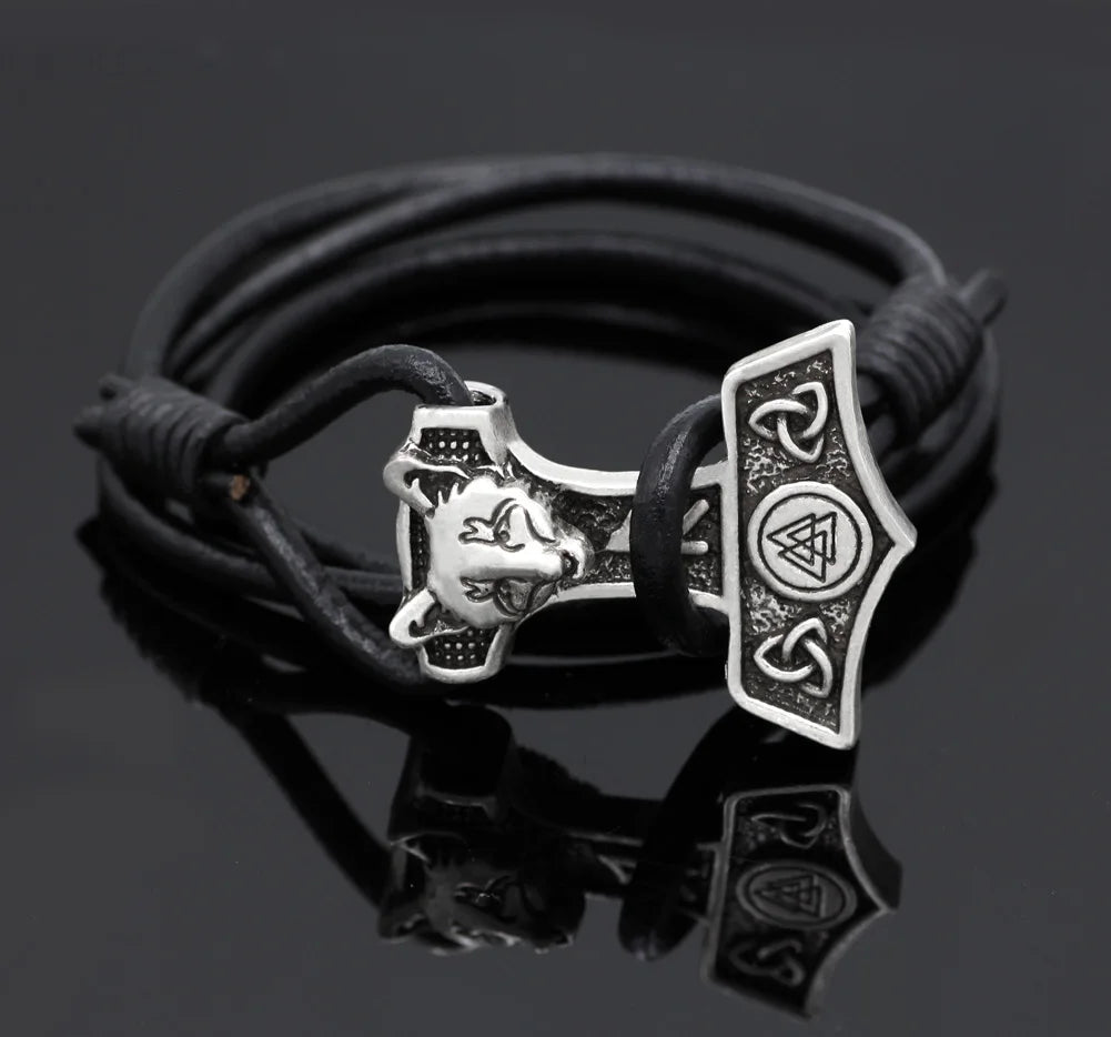 Viking Valor Thor Hammer Pendant Bracelet