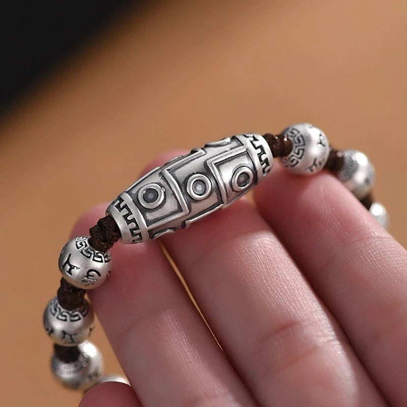 Vintage Beaded Domineering Silver Bracelet