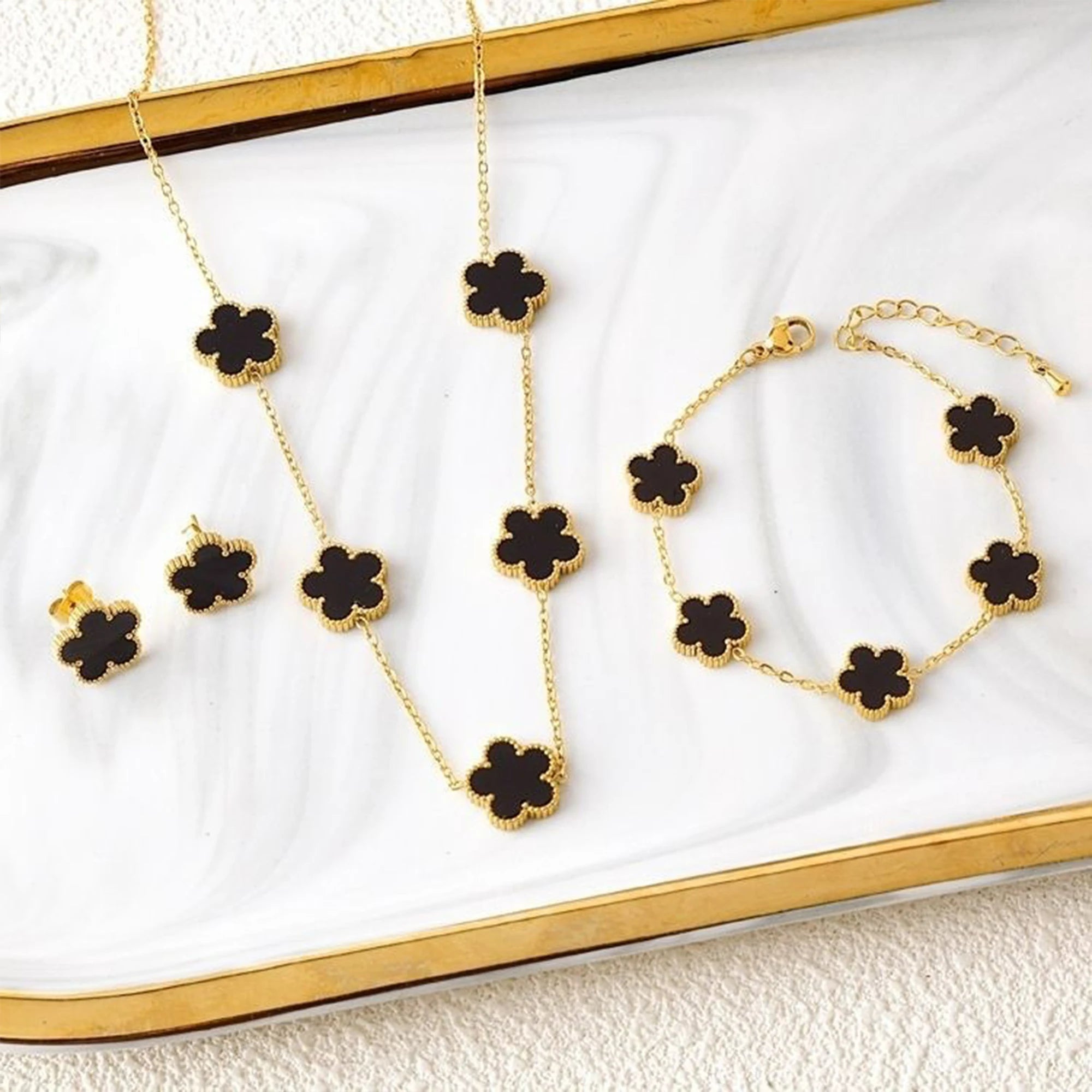 3-Piece Gold Blossom Jewelry Set