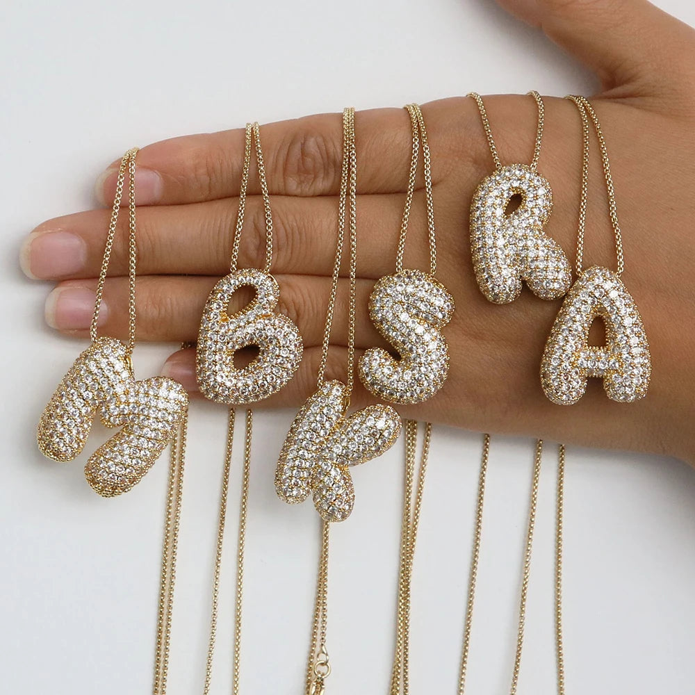 Bubble Letter Gold Pendant