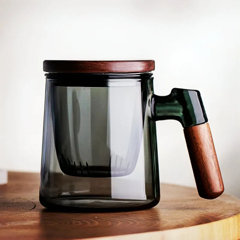 Walnut Blend Glass Tea Mug