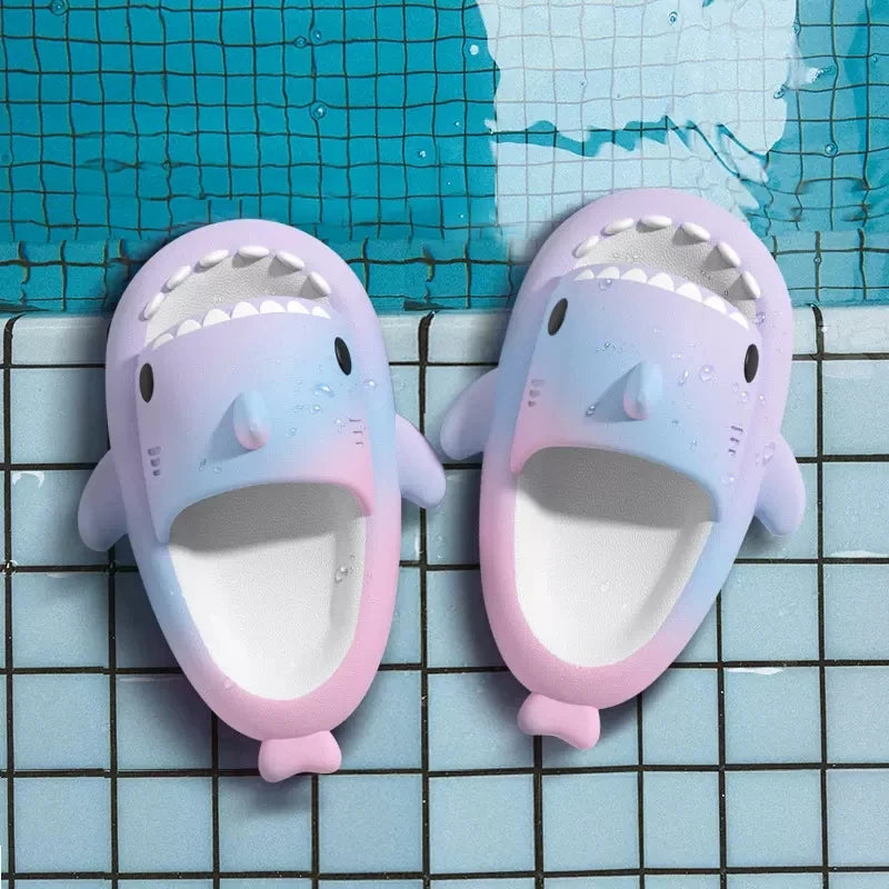 Summer Gradient Color Shark Slippers