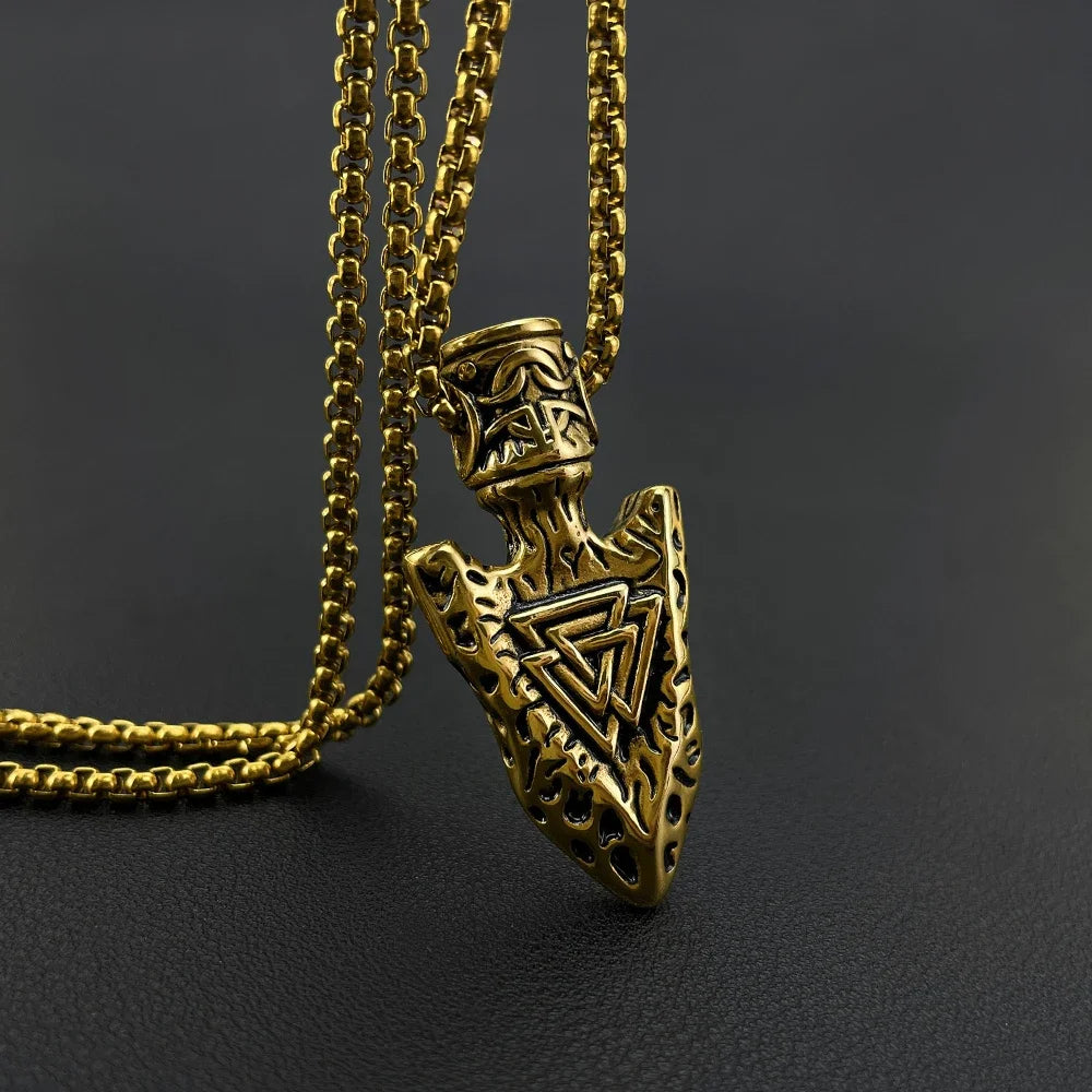 Vintage Stainless Steel Odin Triangle Necklace